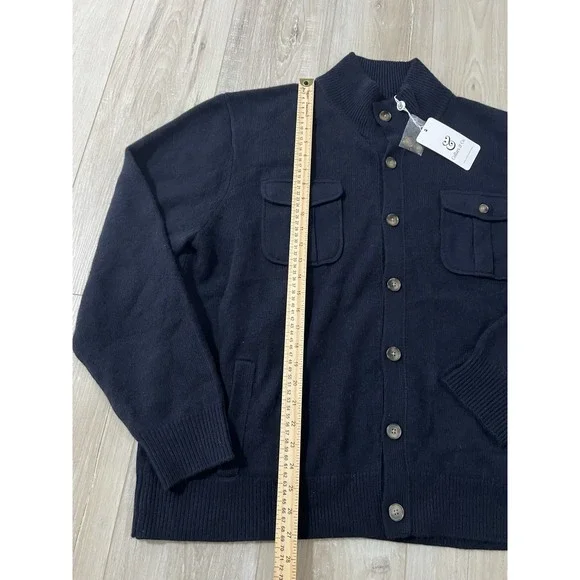 Collars & Co Napoli Cardigan Sweater Men's 3XL Navy Blue Wool CashmereNWT